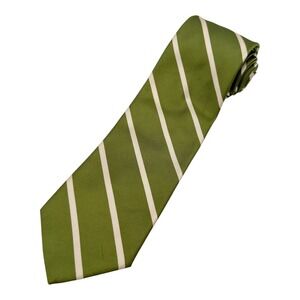 Brooks Brothers Makers Silk Repp Stripe Tie Green Ivory Woven England USA